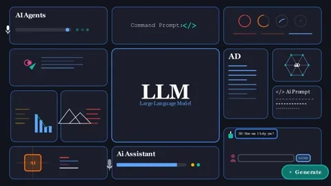 Large language model (LLM) with AI technology Vídeos de archivo 343820750