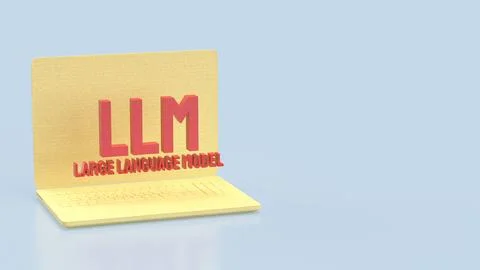 Large Language Model LLM Technology Concept Displayed On Laptop Screen With.. Stock Photos