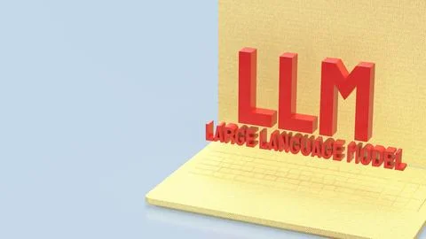 Large Language Model LLM Technology Concept Displayed On Laptop Screen With.. Stock Photos