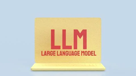 Large Language Model LLM Technology Concept Displayed On Laptop Screen With.. Stock Photos