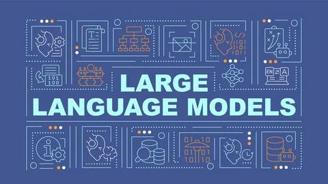 Large language models blue word concept Illustrazione stock