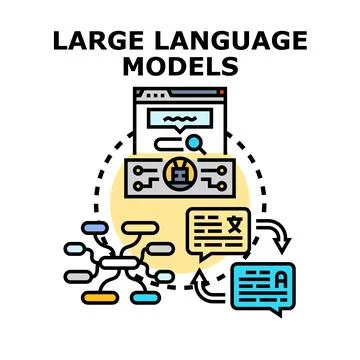 Large language models generating new text and understanding data Stock Illustration