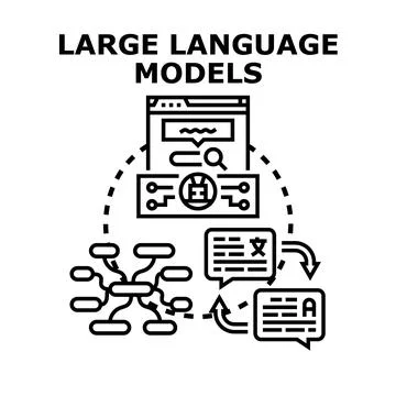 Large language models generating new text and understanding data Stock Illustration
