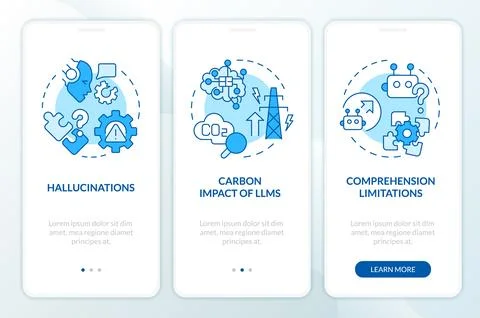 Large language models issues onboarding mobile app screen Stock-Illustration