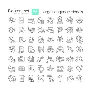 Large language models linear icons set Illustrazione stock