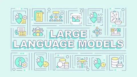 Large language models turquoise word concept Stock Illustration