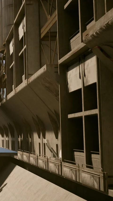 A large launch pad structure is seen from a low angle Stock Footage 340273535