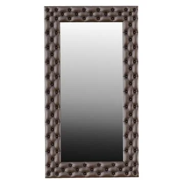 Large leather mirror capitone on a white background 3d rendering Stock Illustration