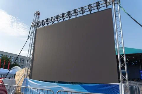Large LED screen displaying stage performance Stock Photos