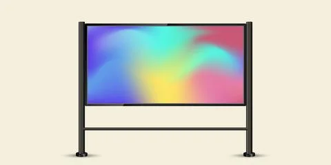 A Large LED Screen Mock up with black realistic stand for outdoor and indoo.. Stock Illustration