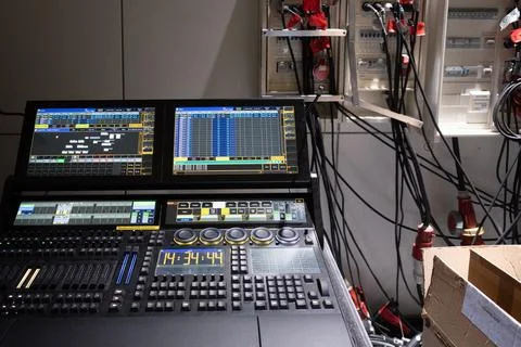 A large light mixer controls the lighting Stock Photos