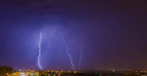 Large Lightning Strike to ground Large Lightning Strike from cloud to grou... Stock Photos