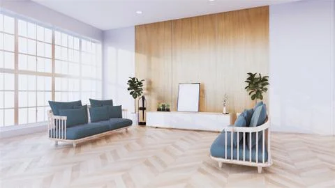 Large living room with grey sofas on both sides, in the middle there is a cab 库存插图