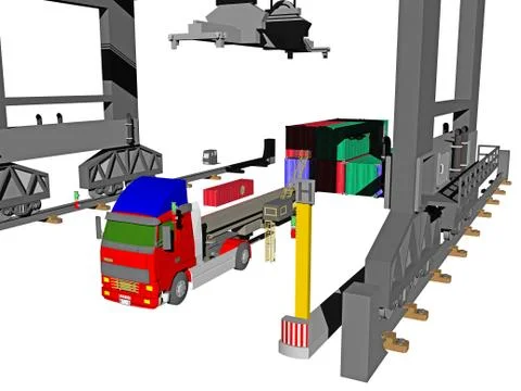 Large loading crane with trolley at the station Illustrazione stock
