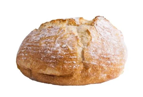 Large loaf of bread isolated on white Stock Photos