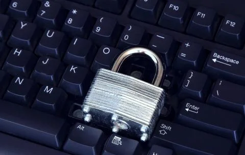 Large lock in keyboard Stock Photos