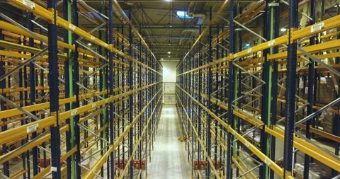 Large logistics hanga warehouse. Stock Footage 98091920