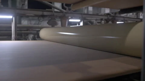 Large long roller for drying conveyor operation in workshop Stock Footage 295151986