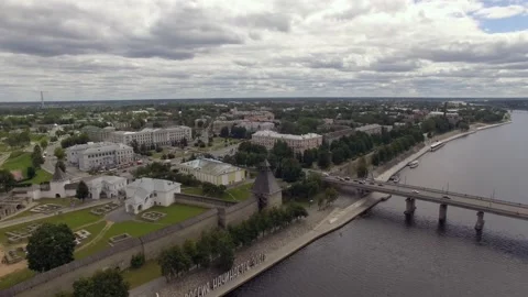 A large long train on a bridge Stock Footage 131959922