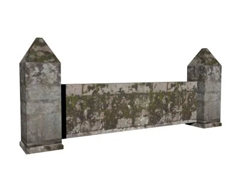 Large long wall with stone posts Ilustración de archivo