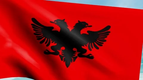 Large Looping Animated Flag of Albania Stock Footage 73758483