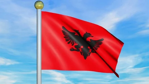 Large Looping Animated Flag of Albania Stock Footage 73758535