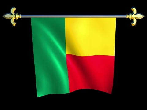Large Looping Animated Flag of Benin Stock Footage 73810535