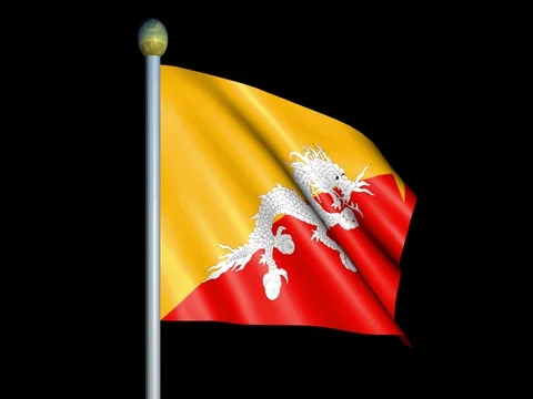 Large Looping Animated Flag of Bhutan Stock Footage 73823873