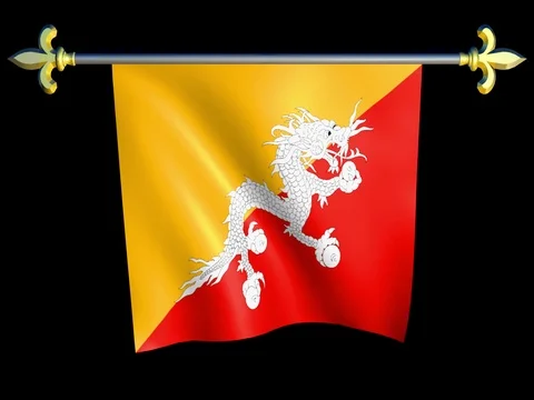 Large Looping Animated Flag of Bhutan Stock Footage 73824085