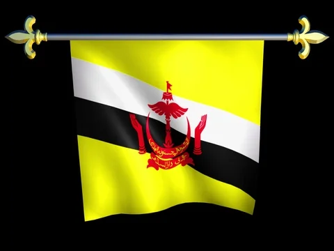 Large Looping Animated Flag of Brunei Stock Footage 73826926