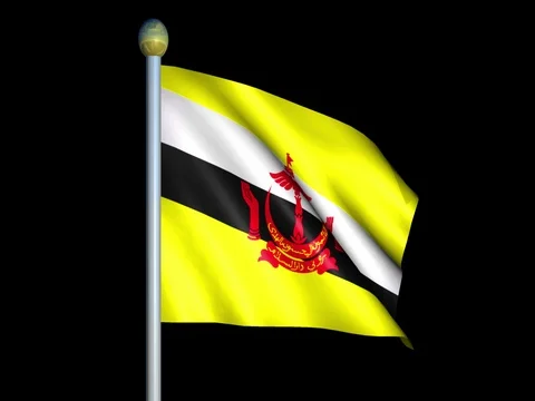 Large Looping Animated Flag of Brunei Stock Footage 73827354