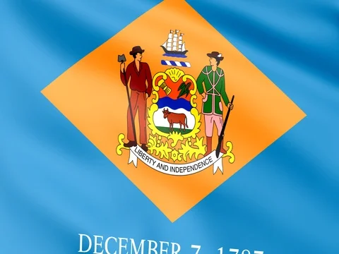 Large Looping Animated Flag of Delaware Stock Footage 73068781