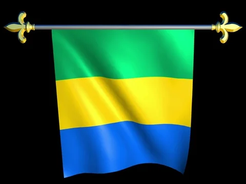 Large Looping Animated Flag of the Gabonese Republic Stock Footage 73968268