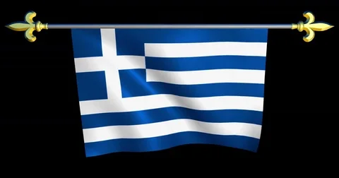 Large Looping Animated Flag of Greece Stock Footage 73989296