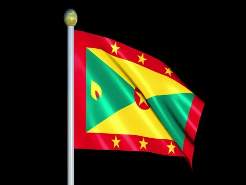 Large Looping Animated Flag of Grenada Stock Footage 73989539
