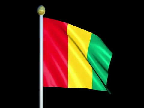 Large Looping Animated Flag of Guinea Stock Footage 73990810