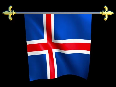Large Looping Animated Flag of Iceland Stock Footage 74156673