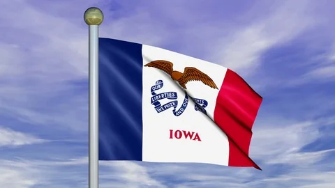 Large Looping Animated Flag of Iowa Stock Footage 73635146