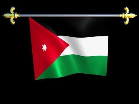 Large Looping Animated Flag of Jordan Stock Footage 74238777