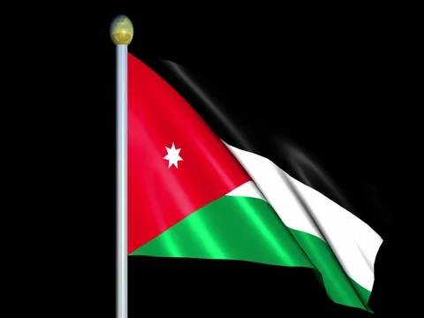 Large Looping Animated Flag of Jordan Stock Footage 74238844
