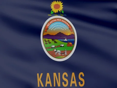 Large Looping Animated Flag of Kansas Stock Footage 73108193