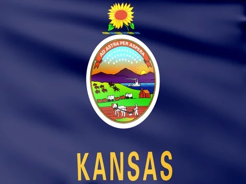 Large Looping Animated Flag of Kansas Stock Footage 73477660