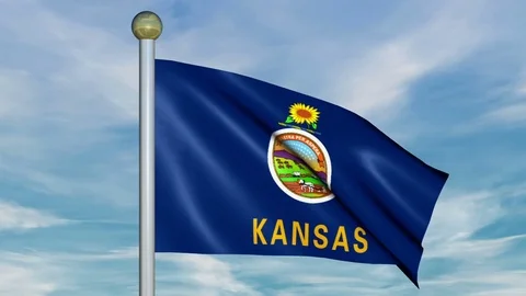 Large Looping Animated Flag of Kansas Stock Footage 73635258