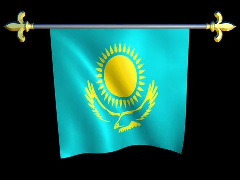 Large Looping Animated Flag of Kazakhstan Stock Footage 74239409