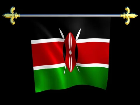 Large Looping Animated Flag of Kenya Stock Footage 74239933