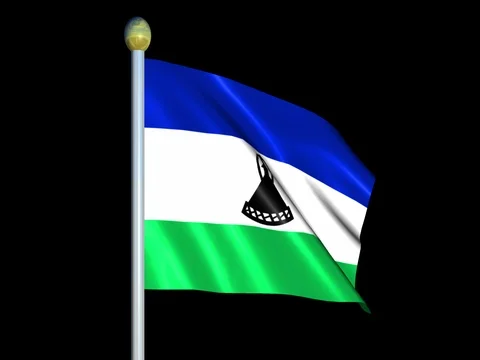 Large Looping Animated Flag of Kingdom of Lesotho Stock Footage 74288549