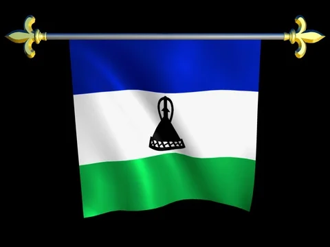 Large Looping Animated Flag of Kingdom of Lesotho Stock Footage 74288676