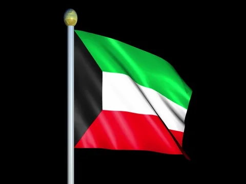 Large Looping Animated Flag of Kuwait Stock Footage 74290966