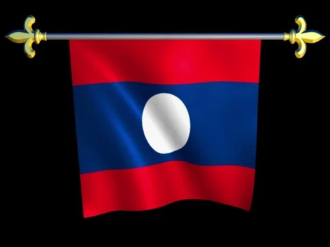 Large Looping Animated Flag of Lao People's Democratic Republic Stock Footage 74292151
