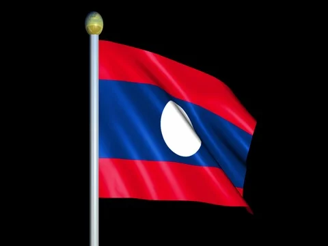 Large Looping Animated Flag of Lao People's Democratic Republic Stock Footage 74292188